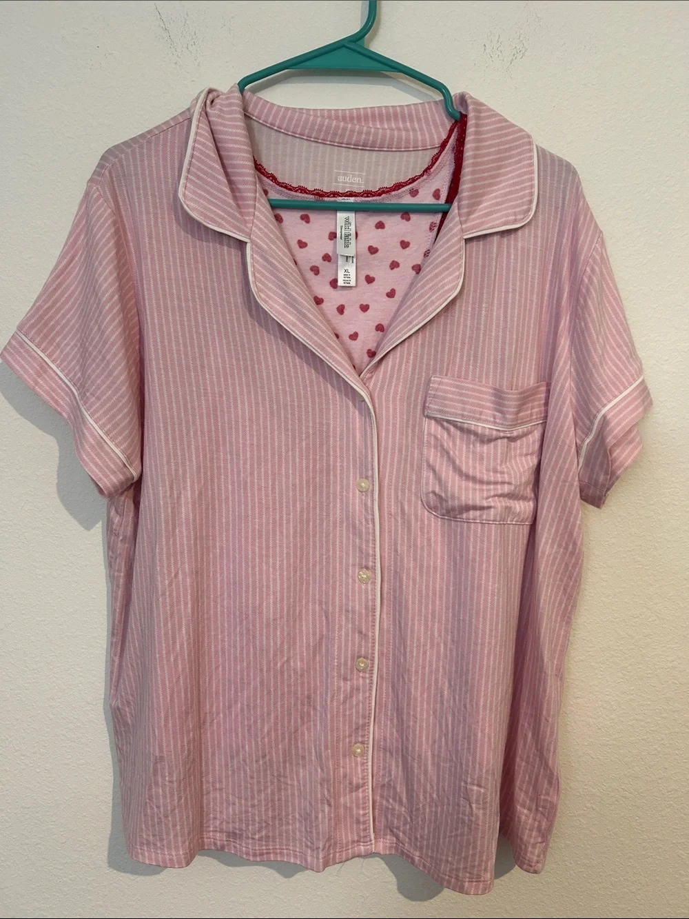 Auden & wild fable Pink & White Striped Short Sleeve Pajama Top